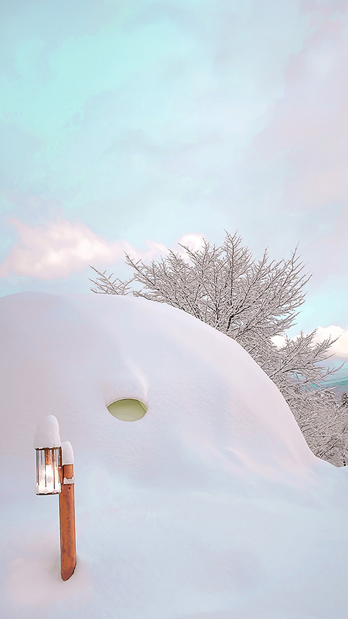 TikTok/YouTubeショートの背景にも使えるおしゃれな画像：雪で埋もれすぎてしまった何か